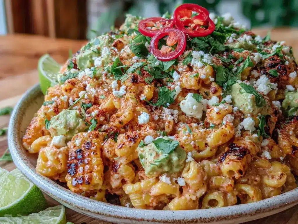 fresh grilled corn and avocado pasta salad - featured image