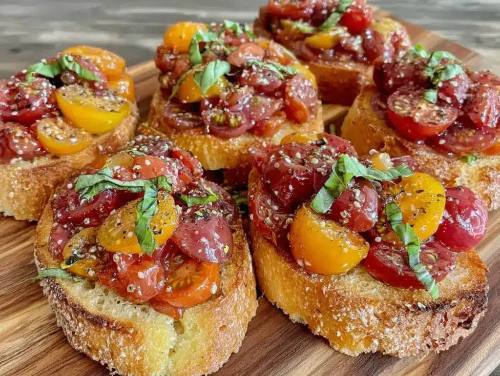 fresh heirloom tomato bruschetta - featured image