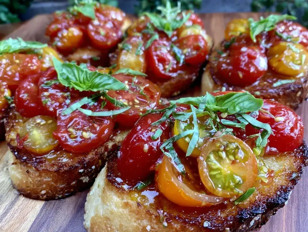 fresh heirloom tomato bruschetta preparation steps