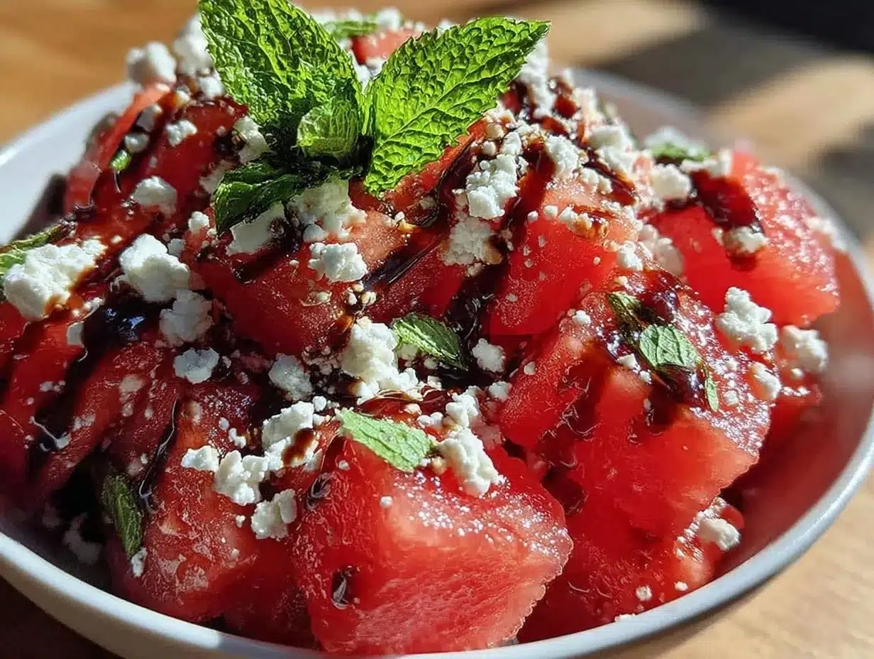 fresh watermelon feta salad preparation steps