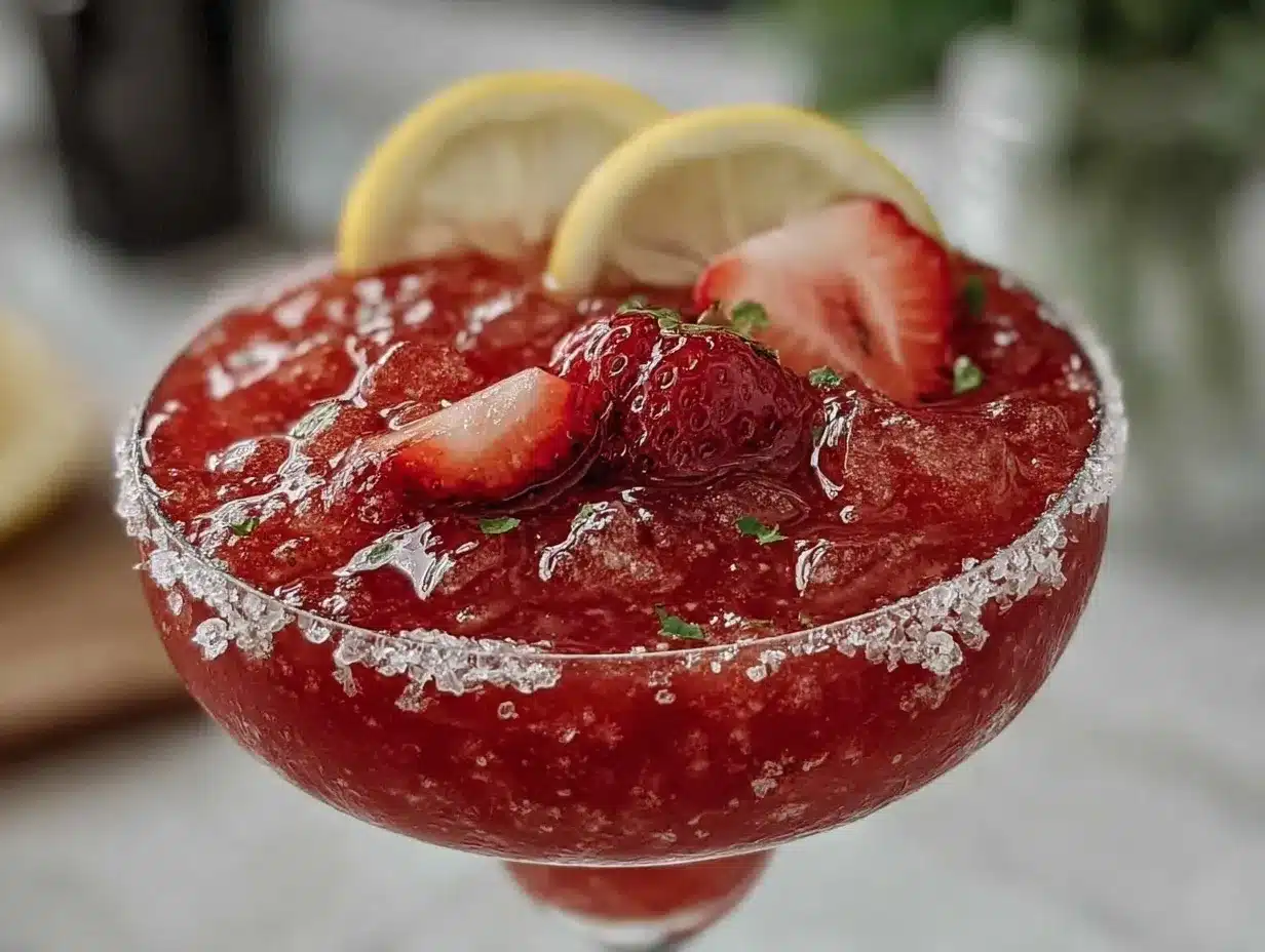 frozen strawberry lemonade margarita preparation steps