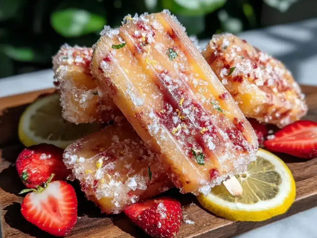 frozen strawberry lemonade popsicles - featured image