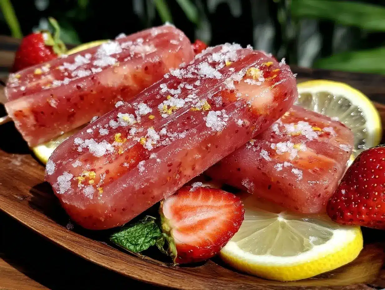 frozen strawberry lemonade popsicles preparation steps