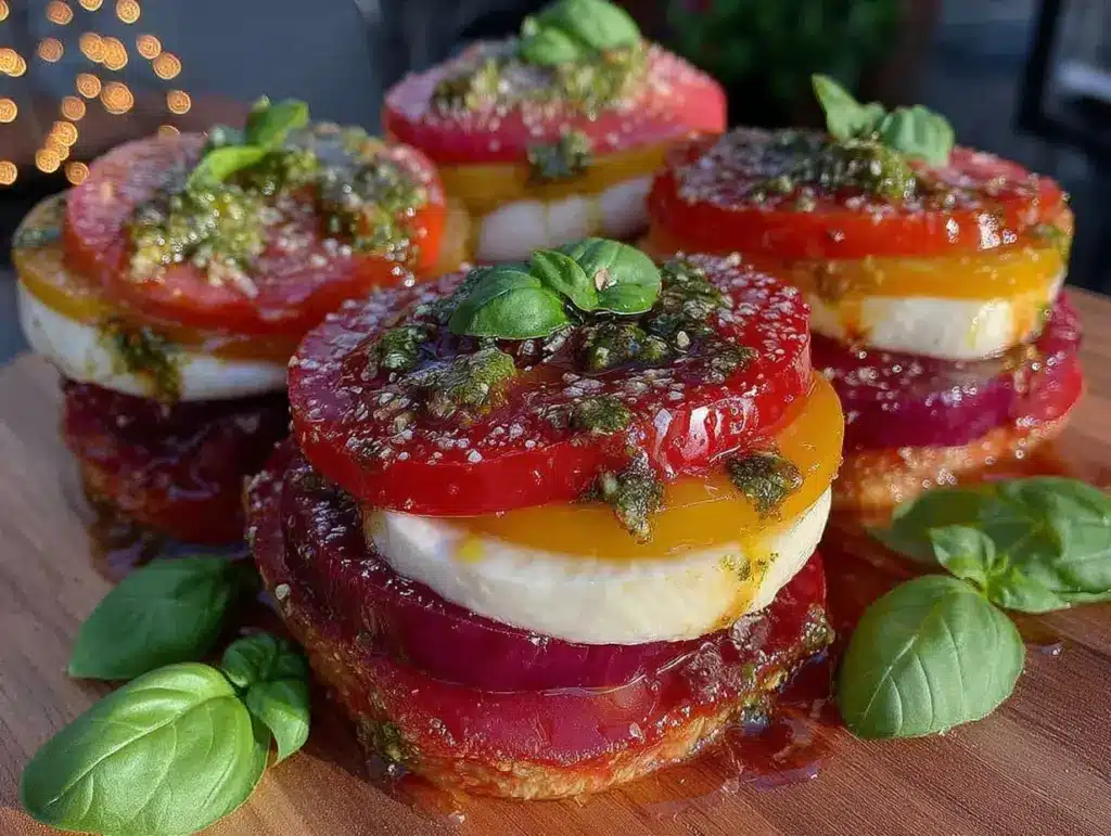 heirloom tomato caprese stacks - featured image