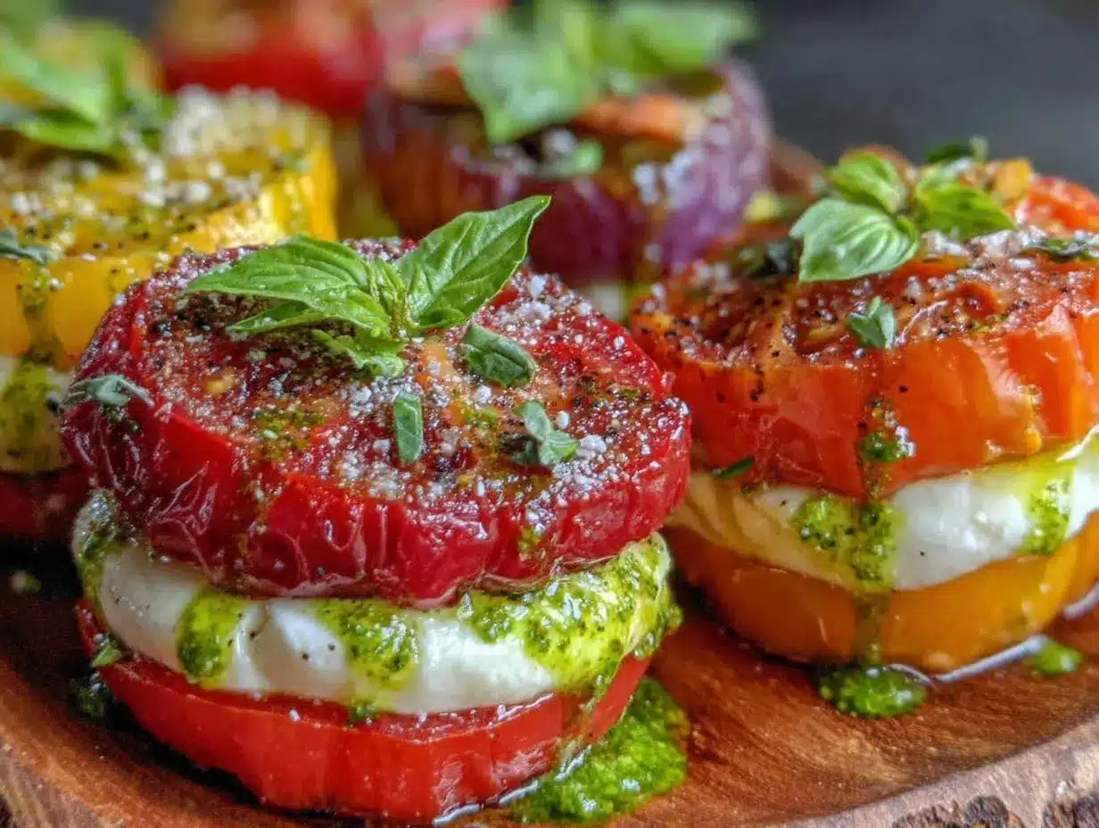 heirloom tomato caprese stacks preparation steps