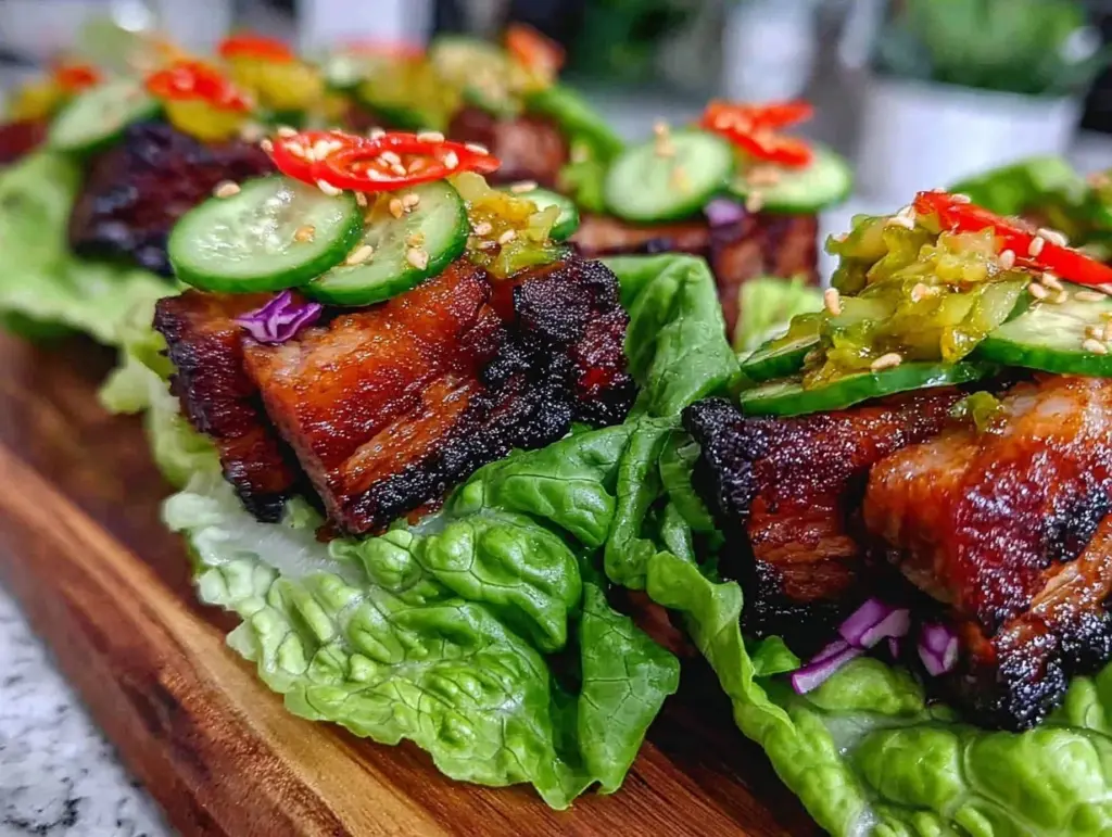 Korean BBQ pork belly lettuce wraps - featured image