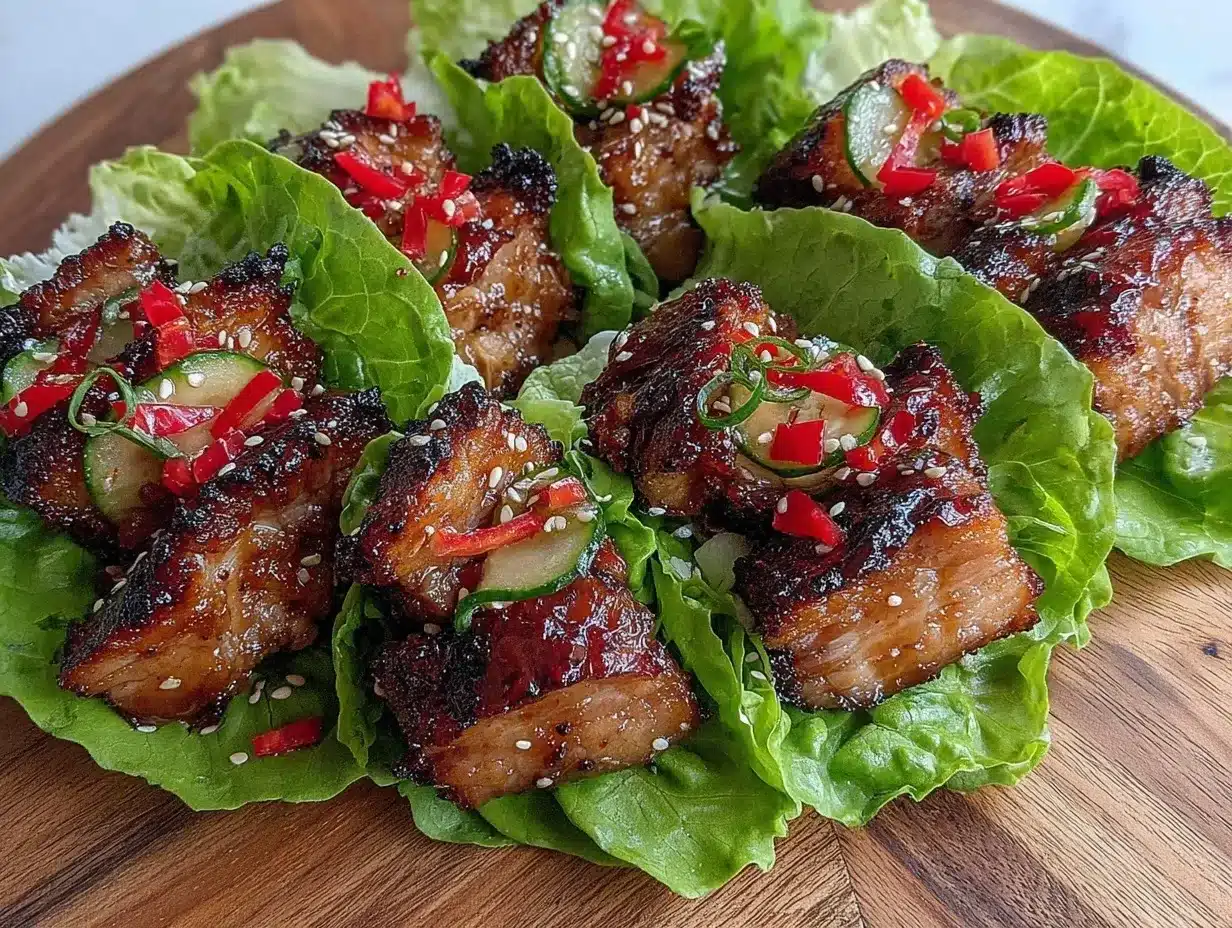 Korean BBQ pork belly lettuce wraps preparation steps