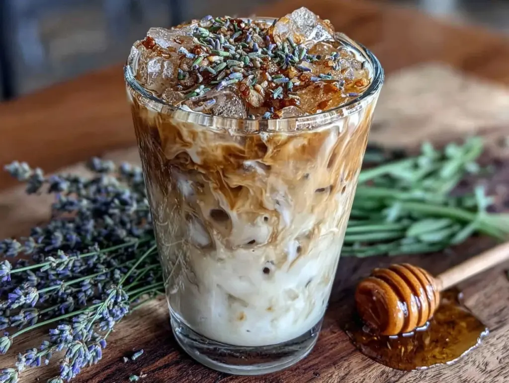 lavender honey iced latte - featured image