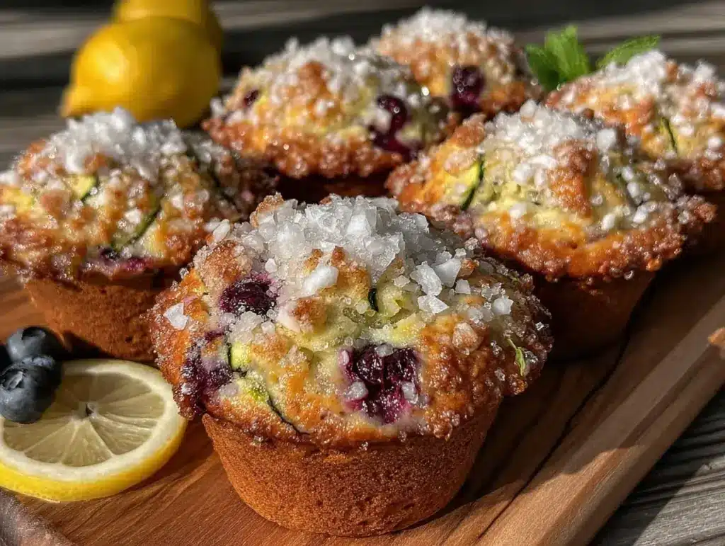 lemon blueberry zucchini muffins - featured image