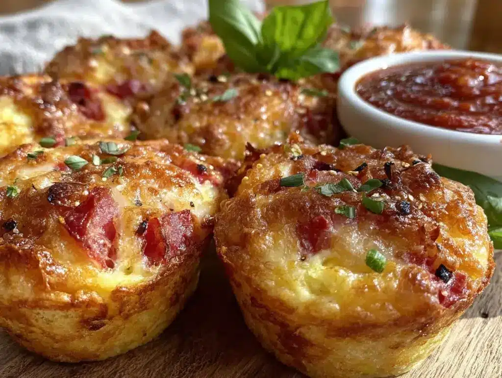 mini pizza muffins - featured image