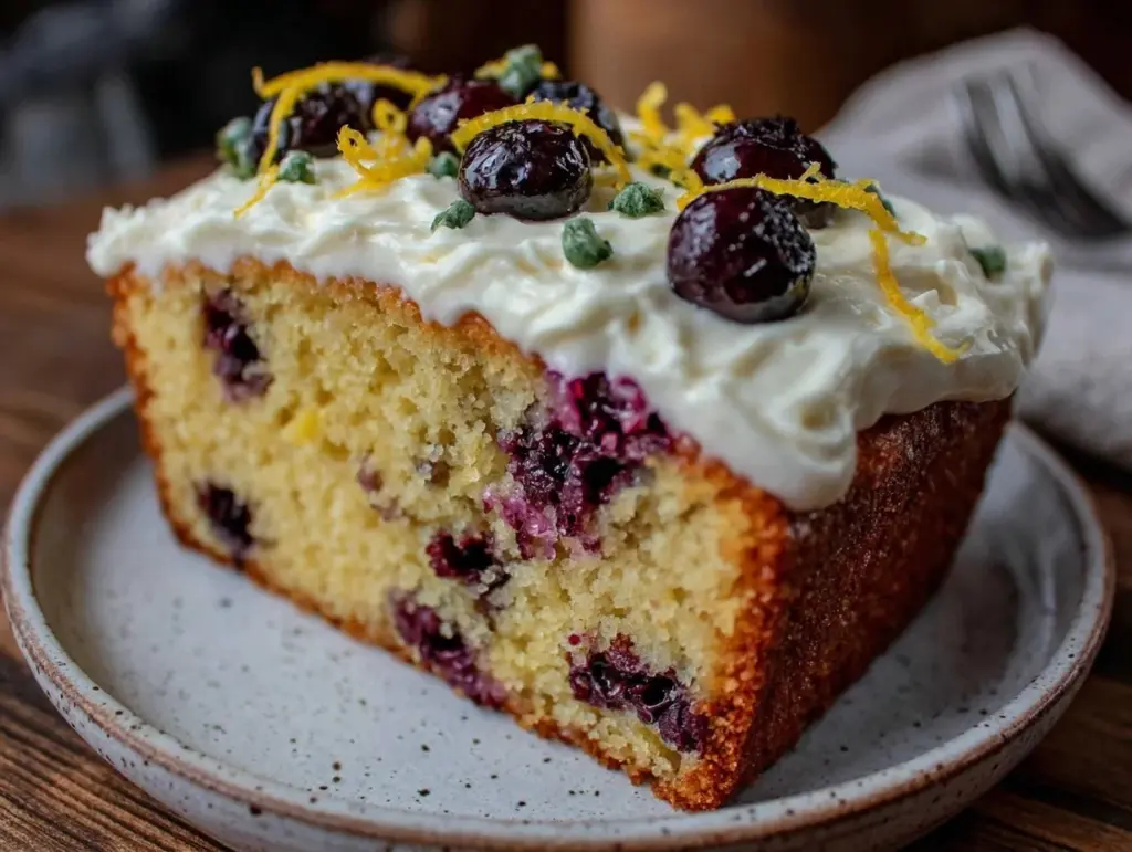 moist blueberry lemon pound cake - featured image