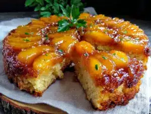 moist honey nectarine upside-down cake - featured image