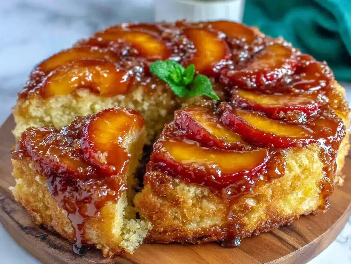 moist honey nectarine upside-down cake preparation steps