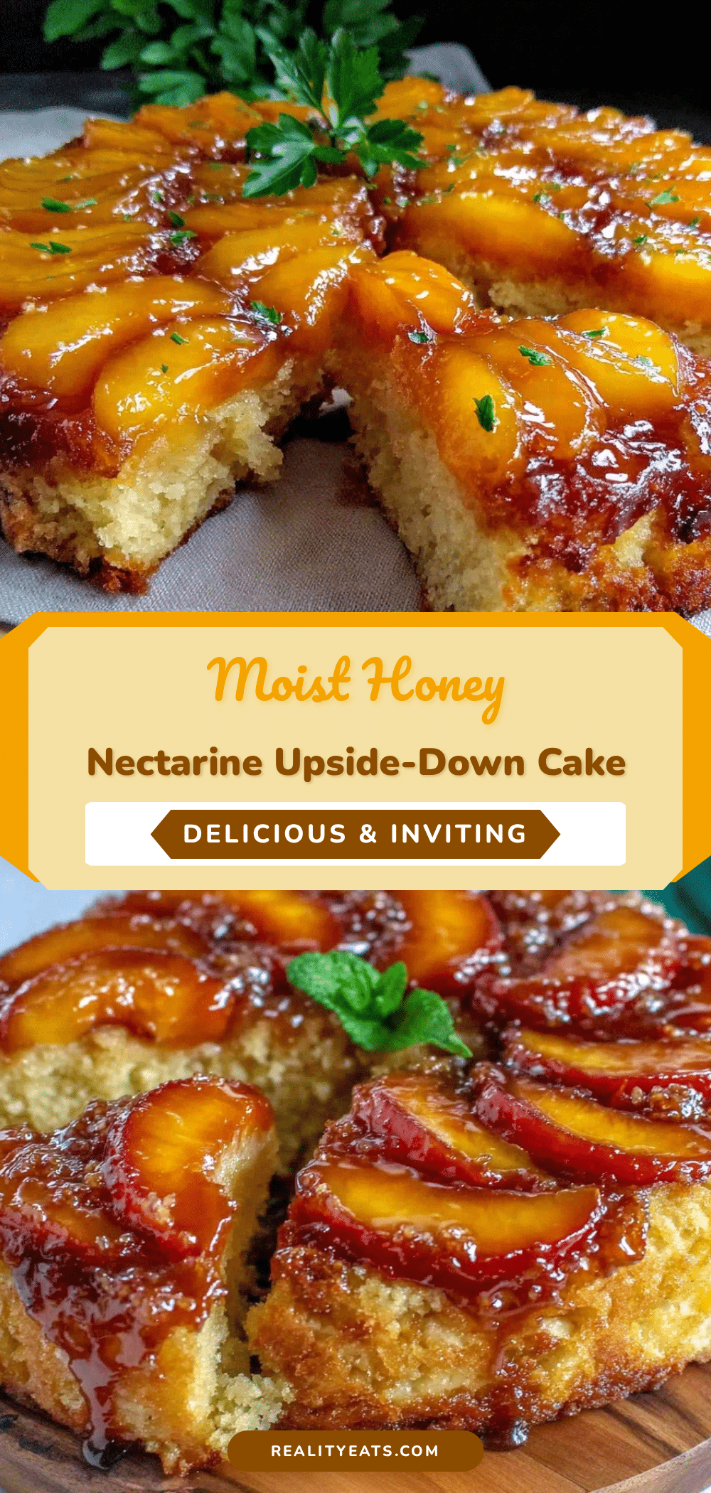 moist honey nectarine upside-down cake recipe