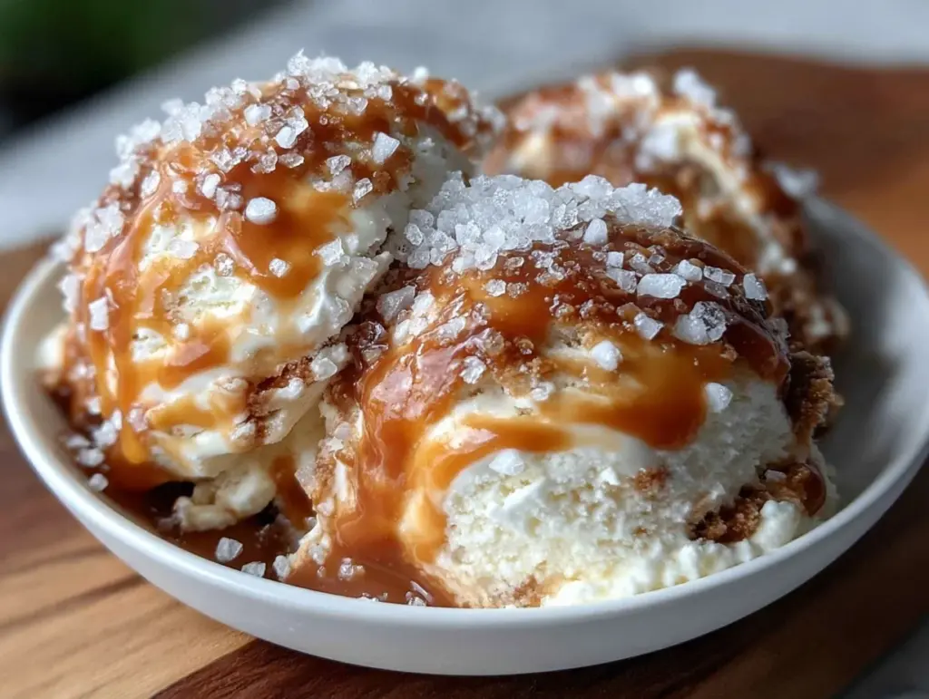 no-churn salted caramel ice cream - featured image