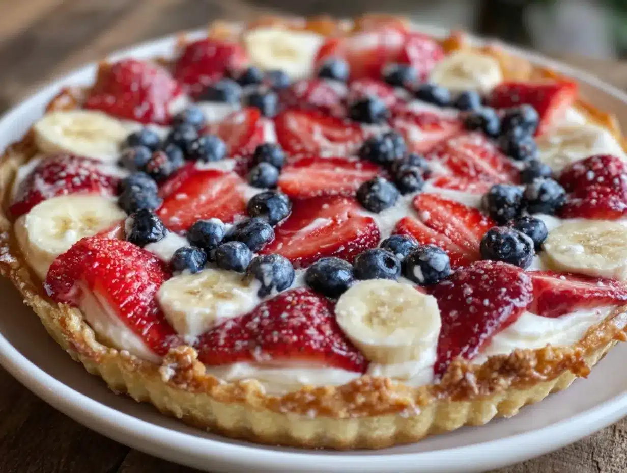 patriotic flag fruit pizza preparation steps
