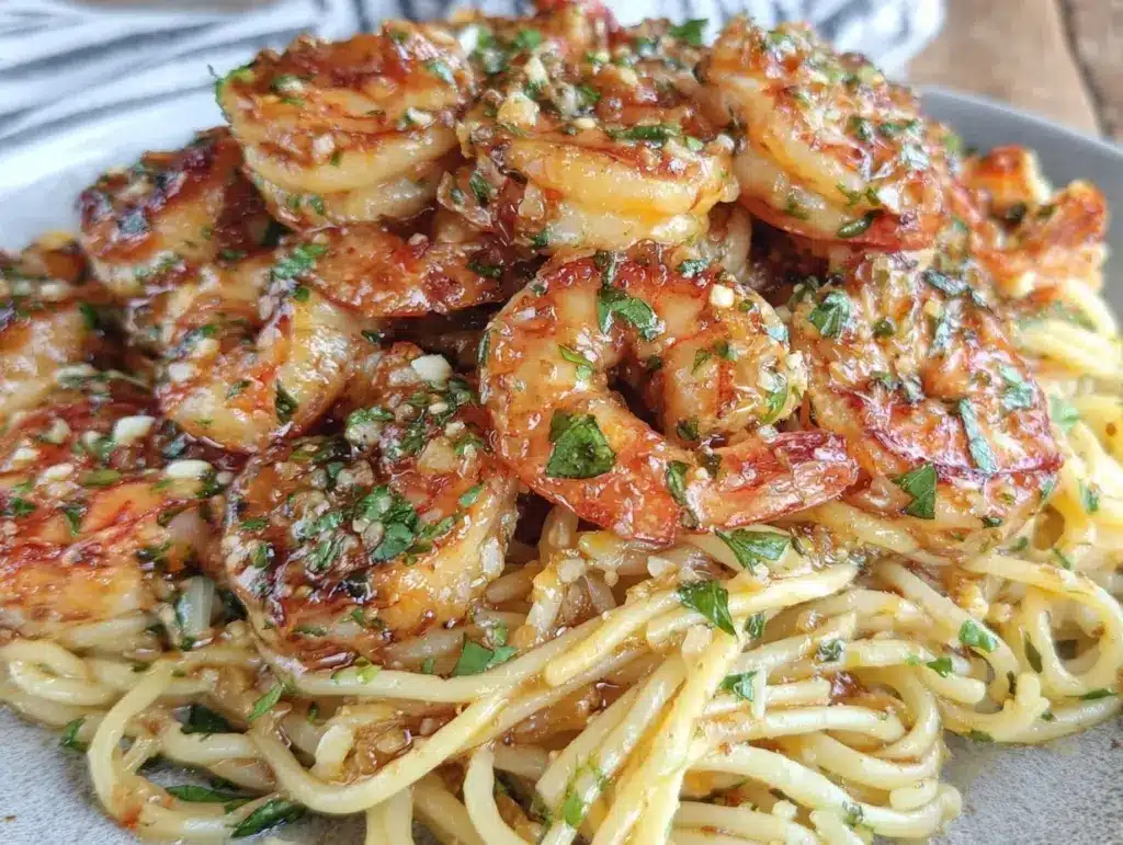 quick creamy garlic butter shrimp pasta - featured image