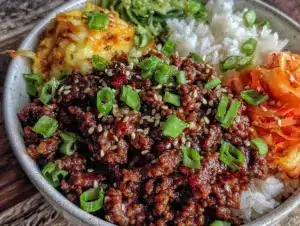 quick korean ground beef bowls - featured image