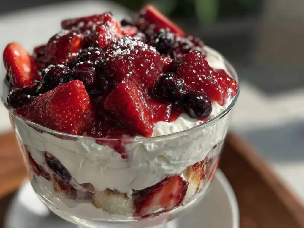 red white and blue berry trifle - featured image