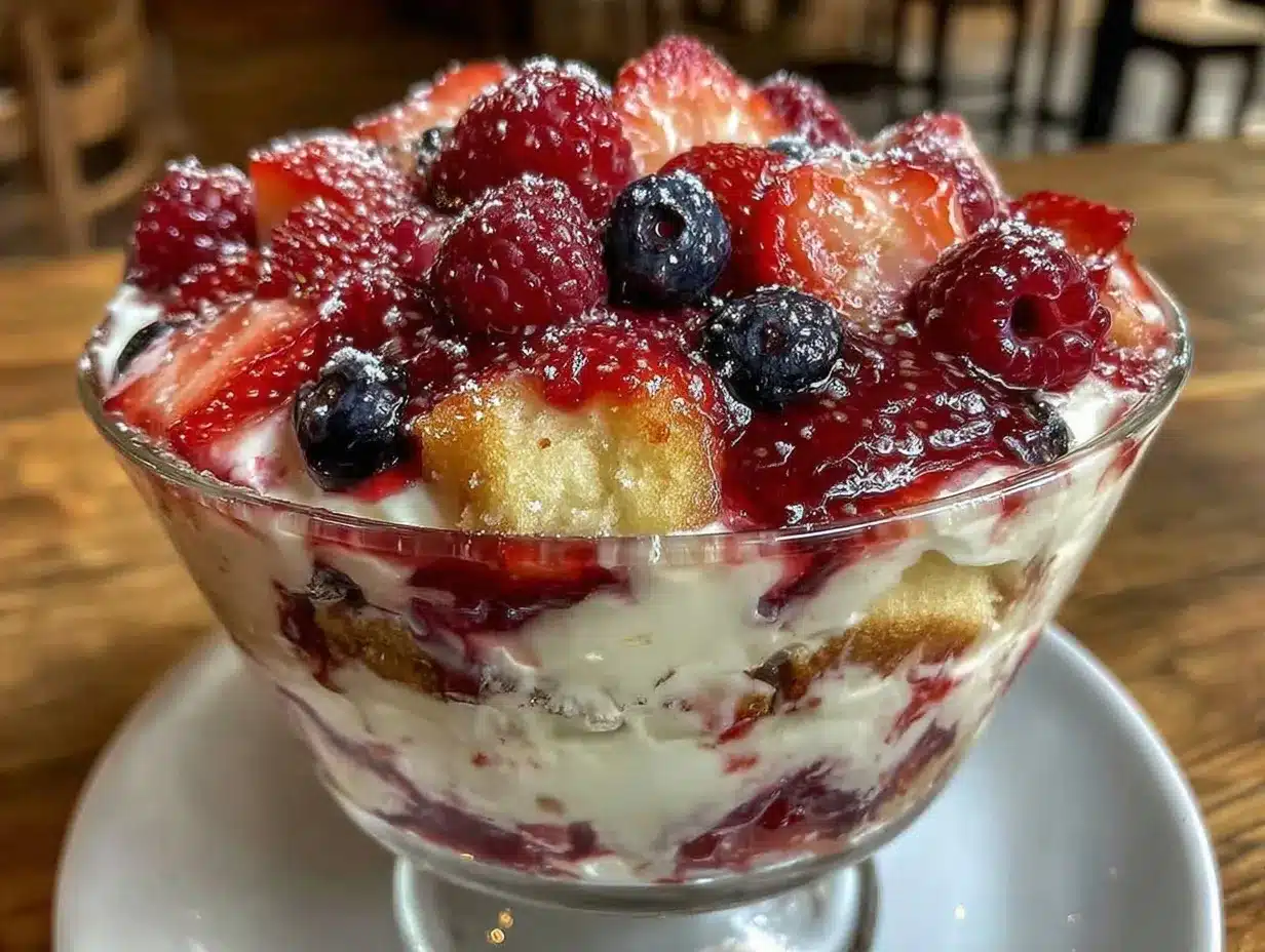 red white and blue berry trifle preparation steps