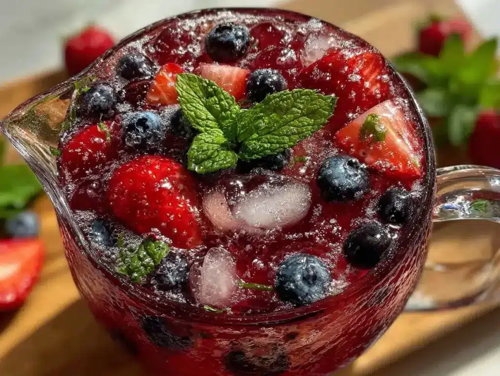 refreshing red white and blue sangria - featured image