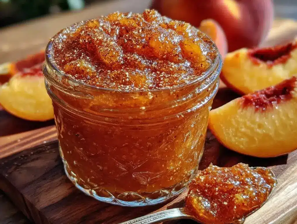 small batch cardamom peach jam - featured image