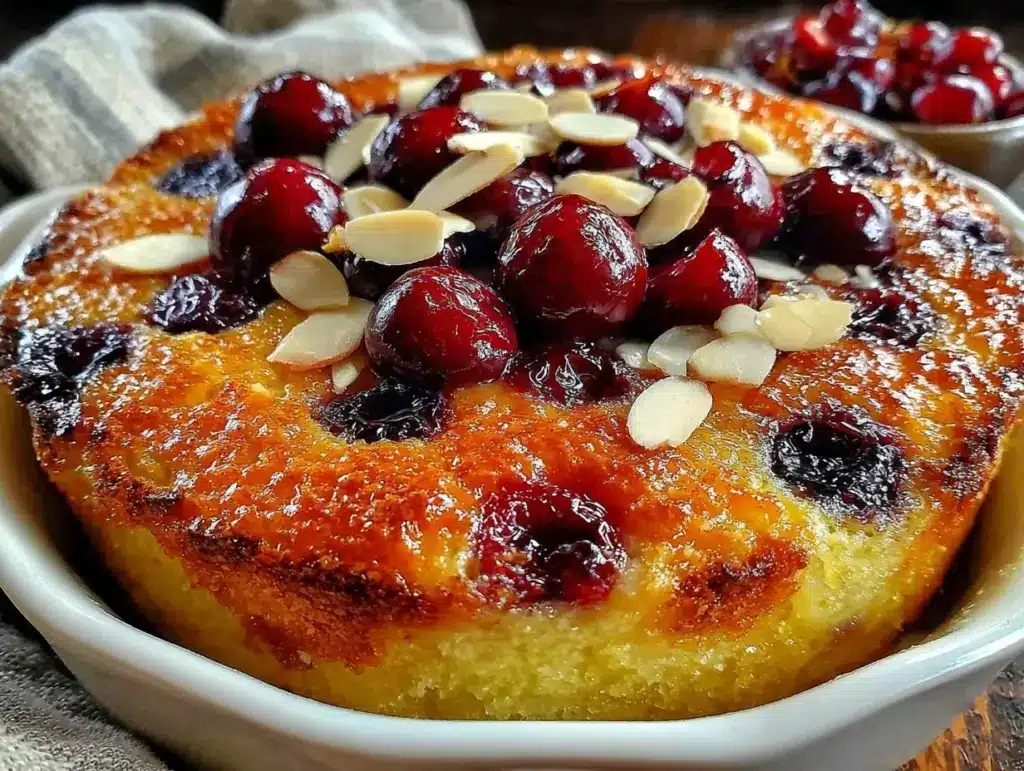 sour cherry almond clafoutis - featured image