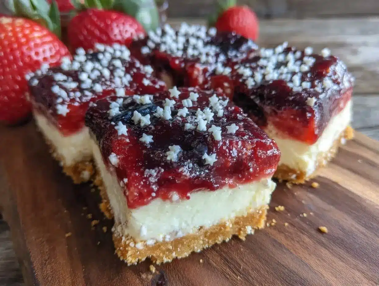 stars and stripes layered cheesecake bars preparation steps