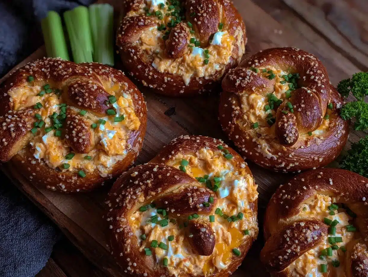 buffalo ranch chicken dip stuffed soft pretzels preparation steps