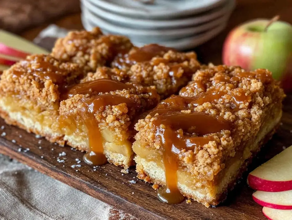 caramel apple crumble bars - featured image