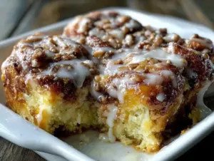 cozy cinnamon roll tailgate casserole - featured image