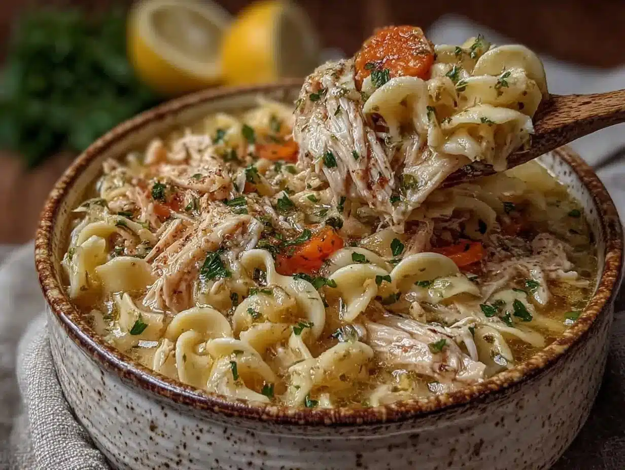 creamy cozy slow cooker chicken noodle soup preparation steps