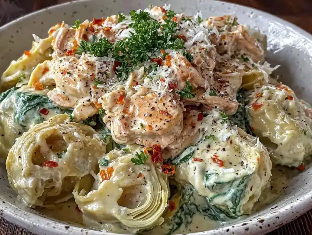 creamy crockpot tuscan chicken - featured image