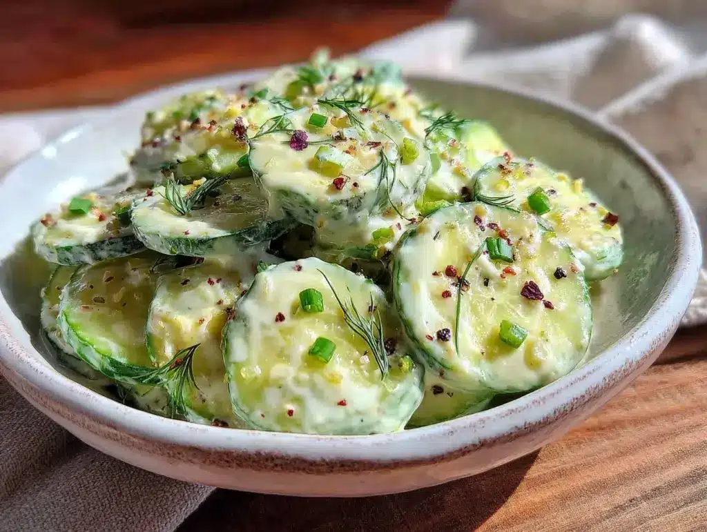 creamy cucumber dill salad - featured image
