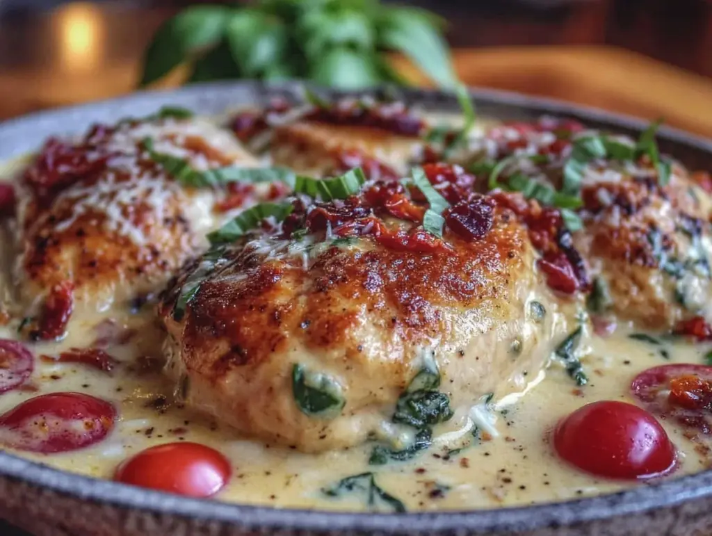 creamy one-pot tuscan chicken with spinach - featured image