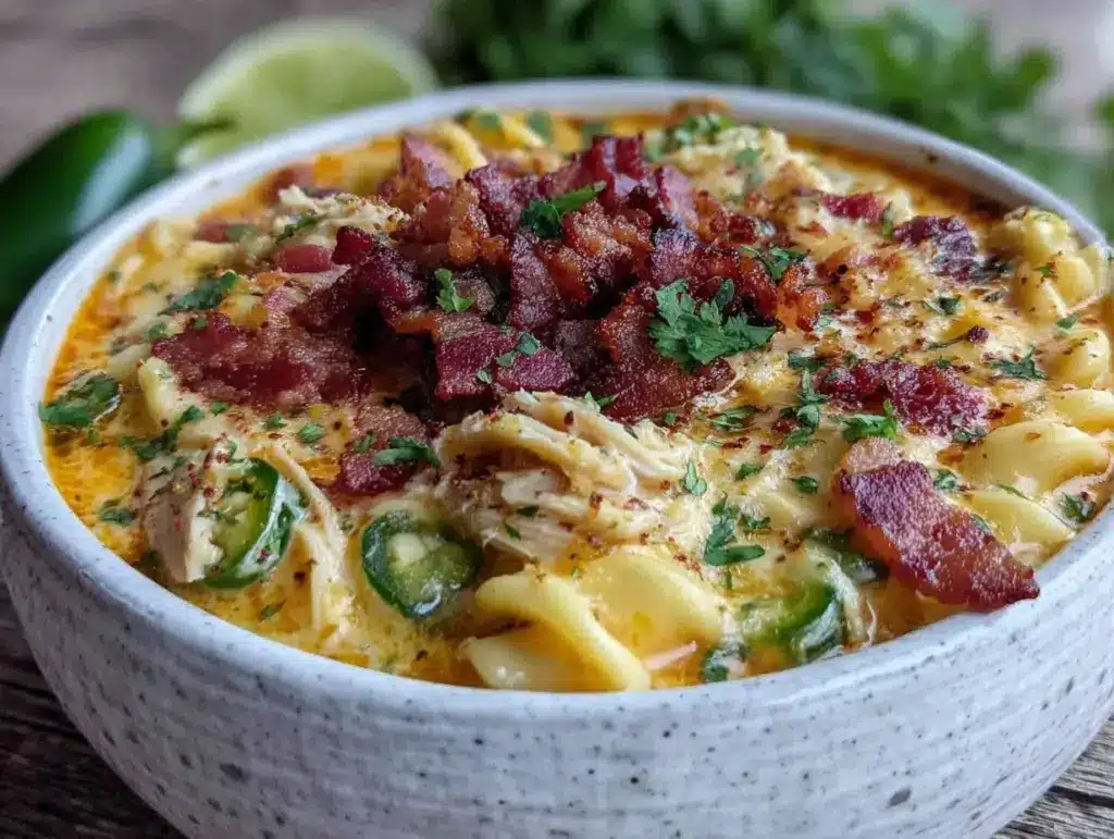 creamy slow cooker jalapeño popper chicken soup - featured image
