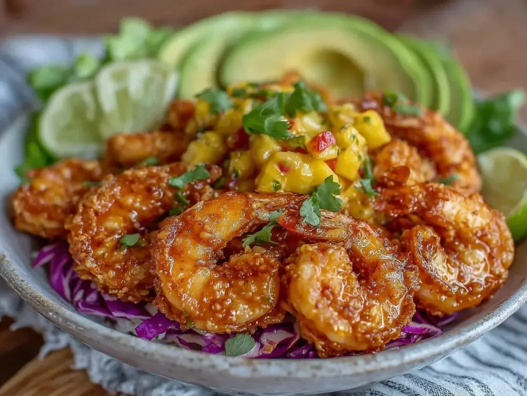 crispy air fryer shrimp taco bowl - featured image