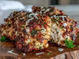 crispy garlic parmesan chicken thighs air fryer recipe - featured image