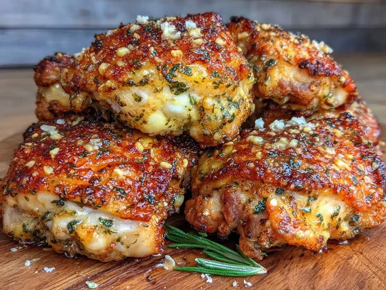 crispy garlic parmesan chicken thighs air fryer recipe preparation steps