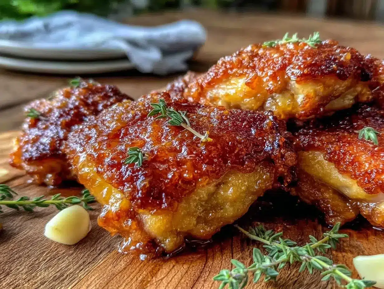 crispy honey garlic baked chicken thighs preparation steps