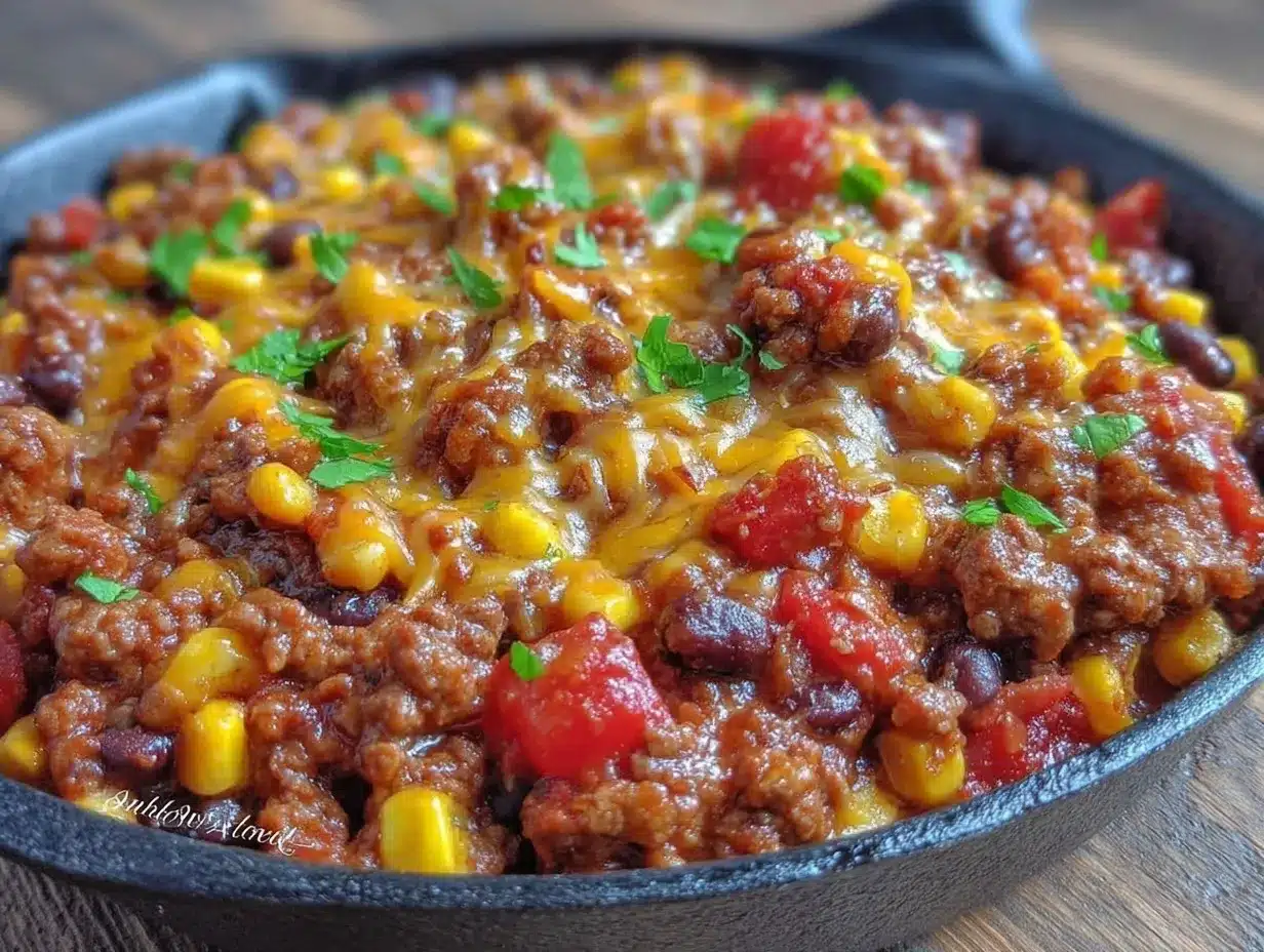 easy 5-ingredient ground beef taco skillet preparation steps