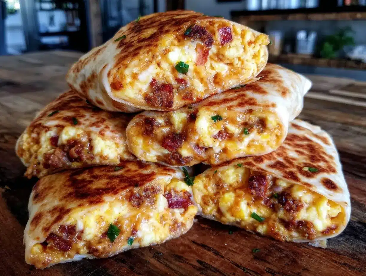 easy make-ahead egg and cheese breakfast burritos preparation steps