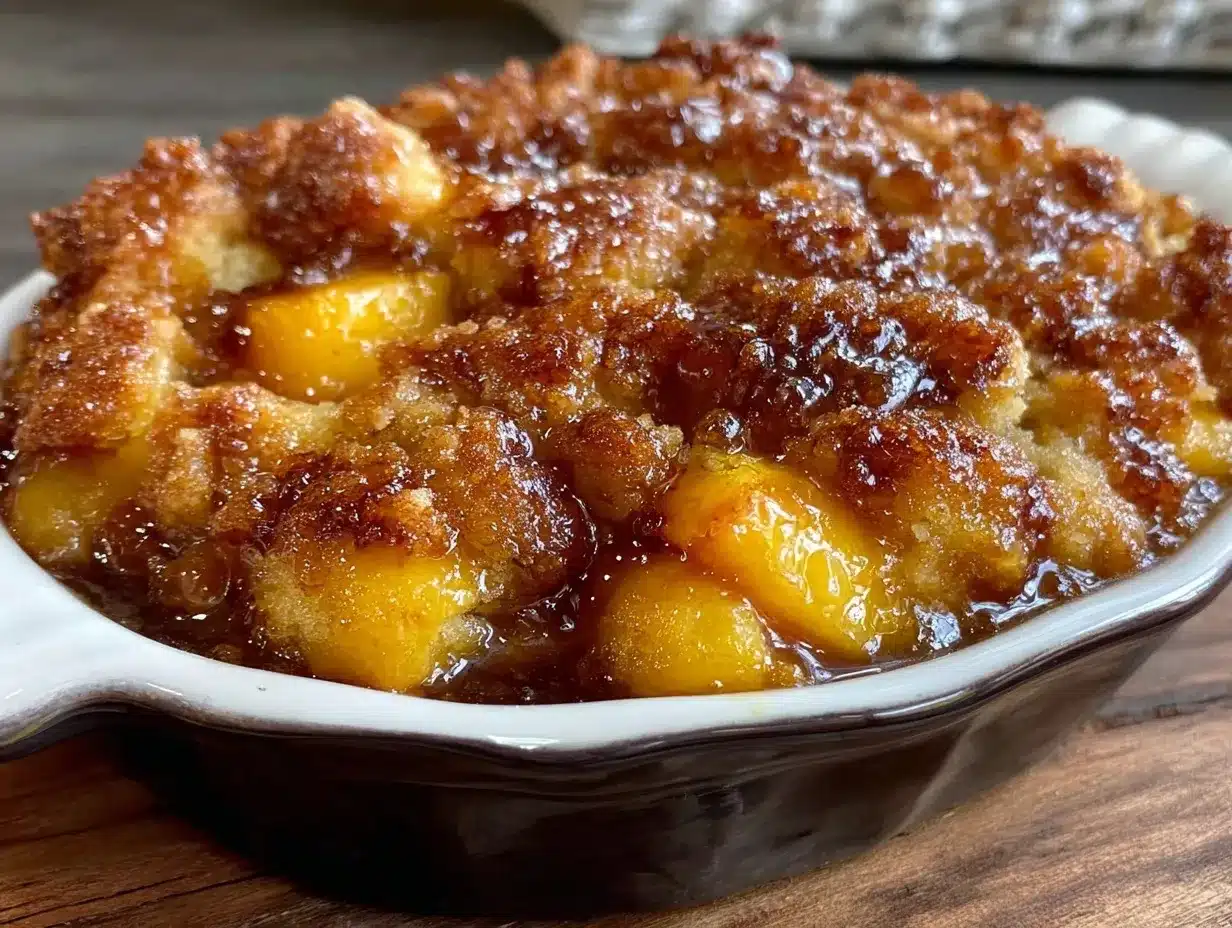Easy Peach Cobbler Dump Cake preparation steps