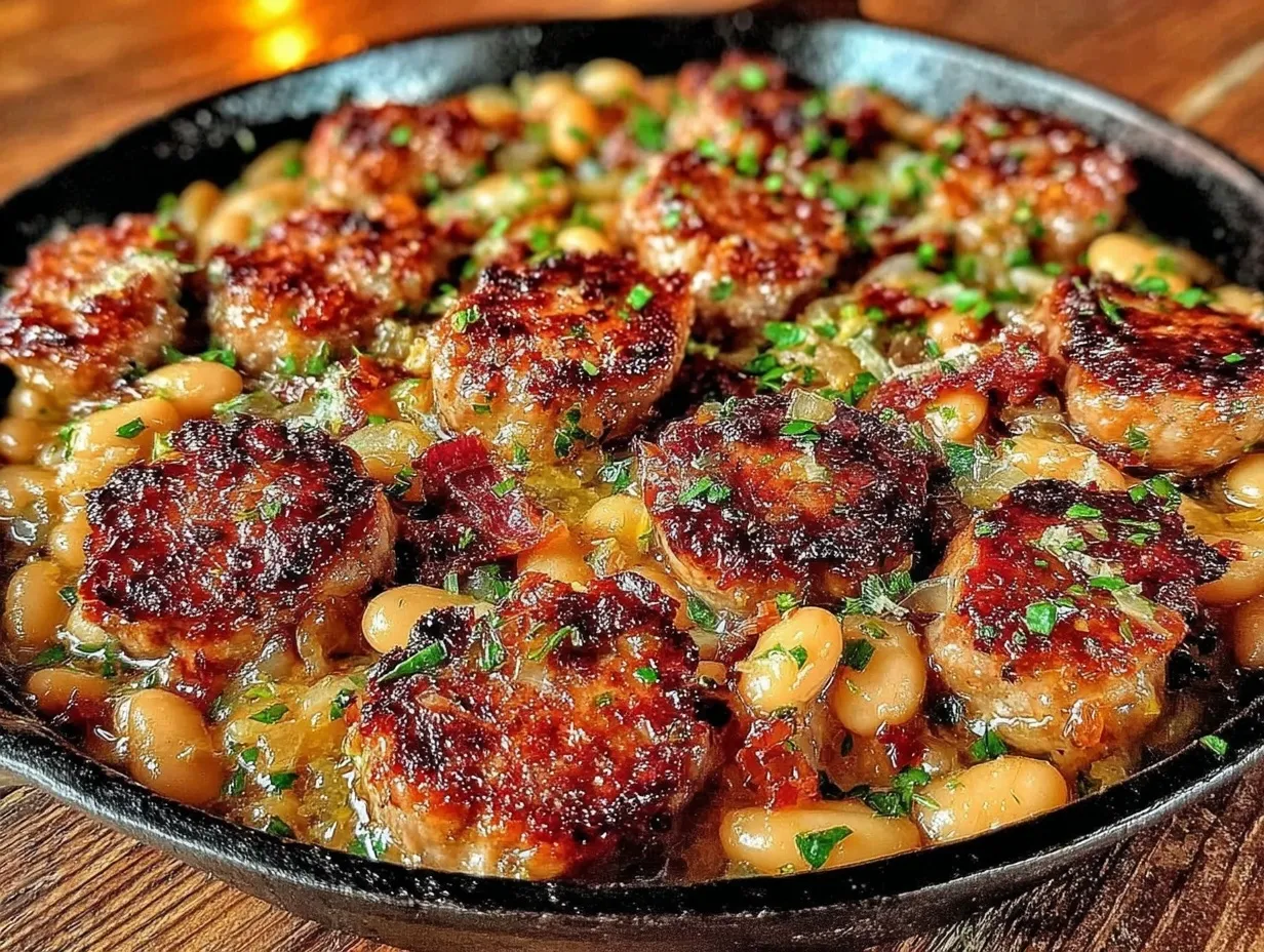 easy white bean and sausage skillet preparation steps