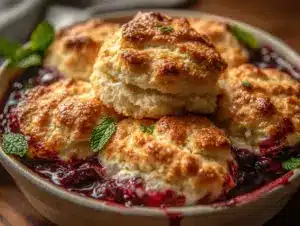 fluffy blueberry cobbler - featured image