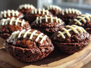 football-shaped chocolate brownie bites - featured image