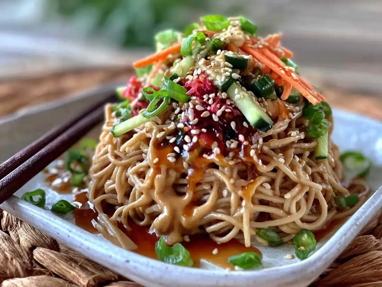 fresh cold soba noodle lunchbox preparation steps