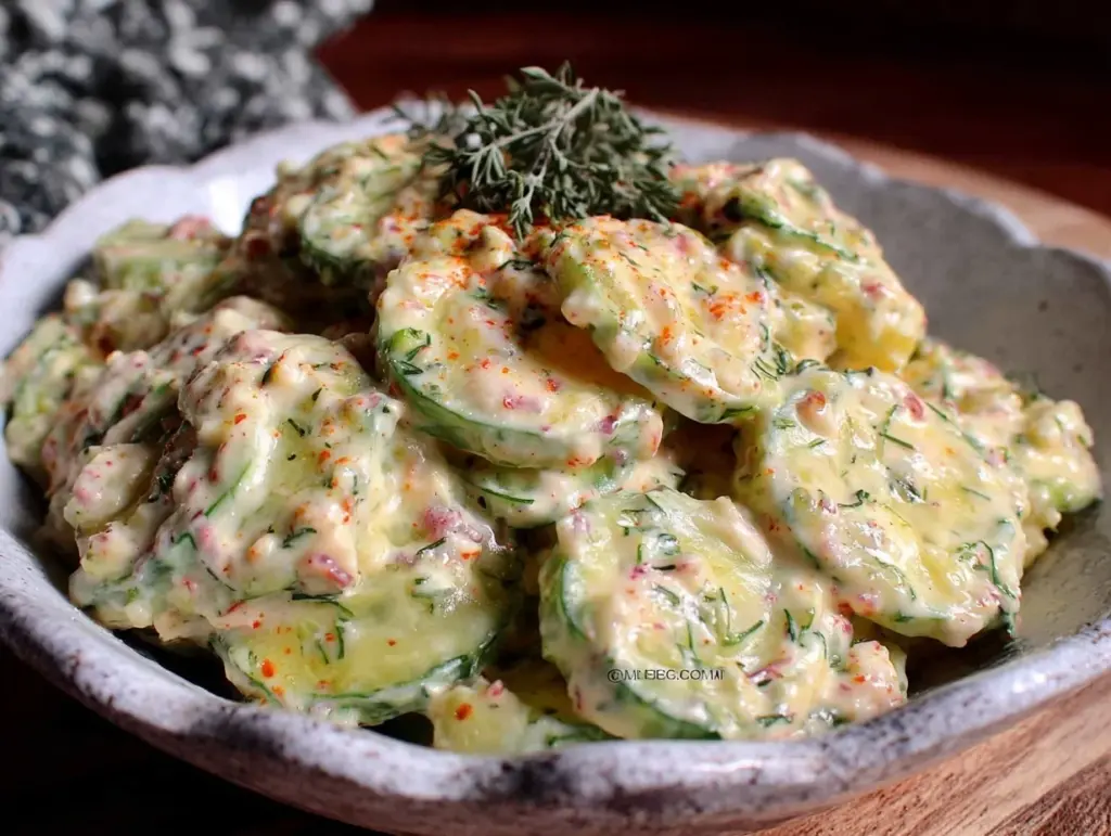 fresh creamy cucumber dill salad - featured image
