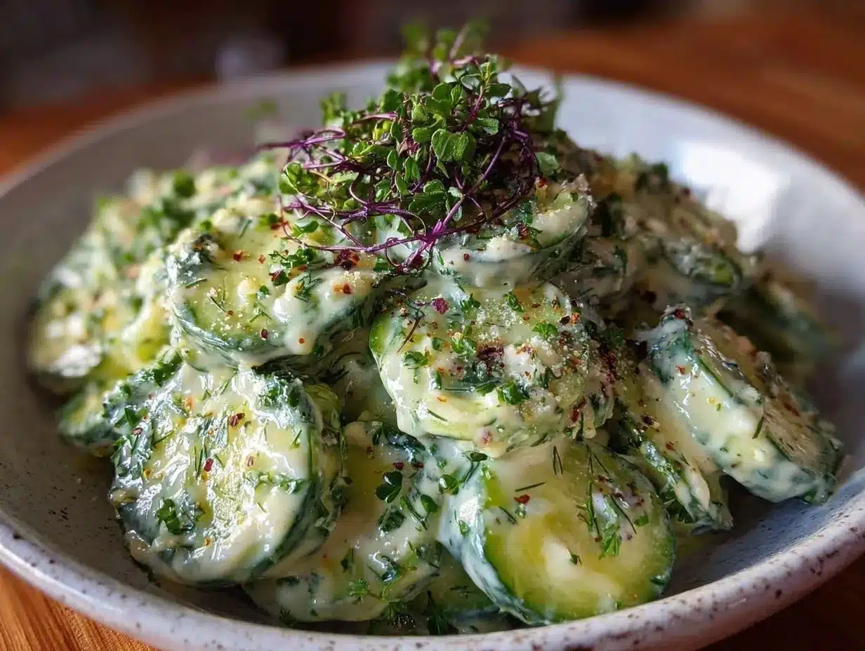 fresh creamy cucumber dill salad preparation steps