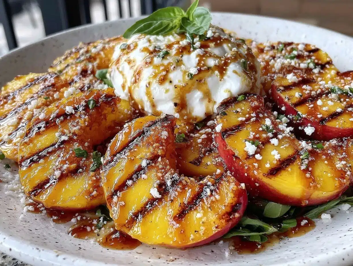 fresh grilled peach and burrata salad preparation steps